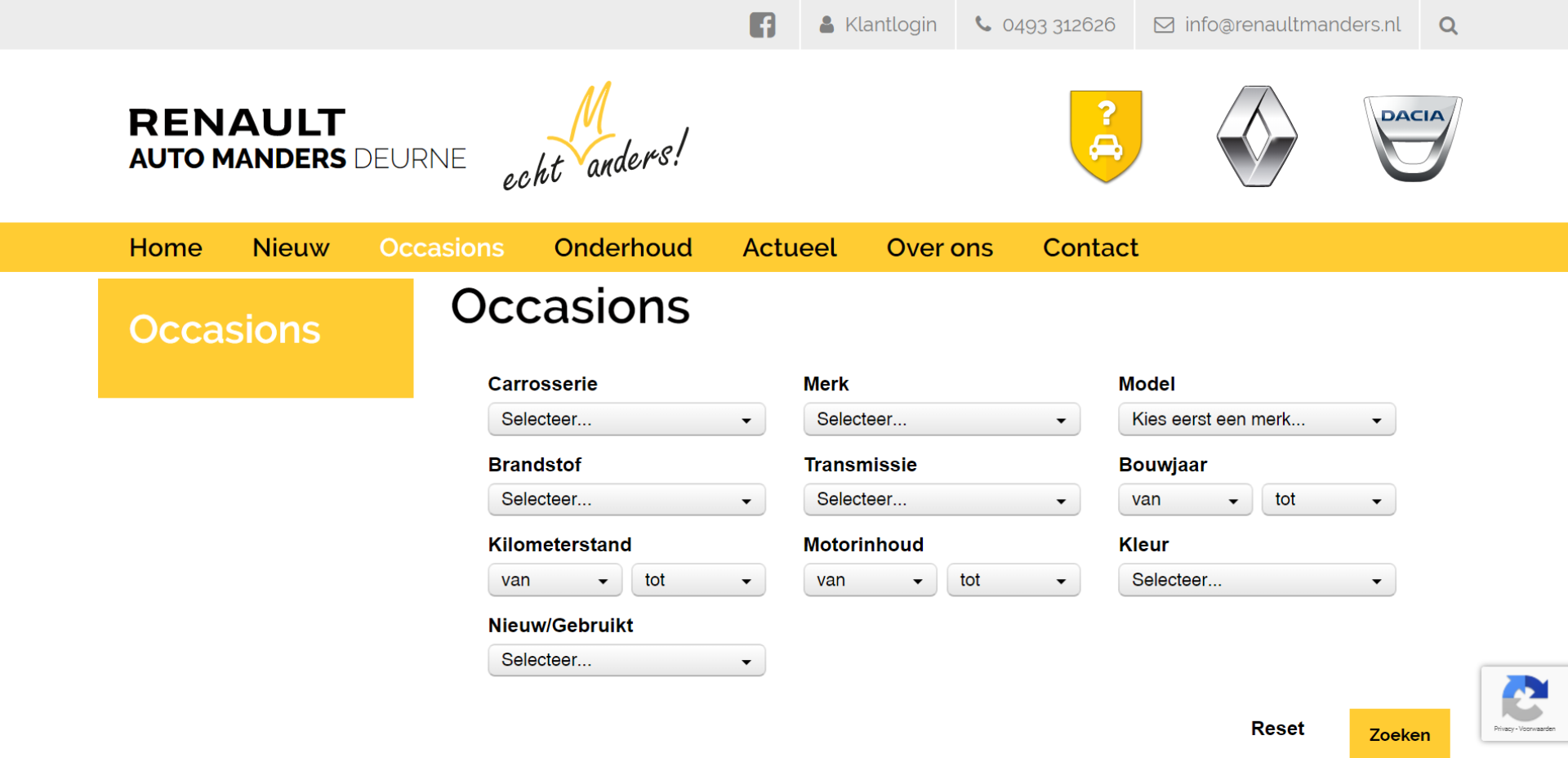 Spiegel crossmedia communicatie - Renault Manders Deurne - Website